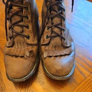 Vintage Womens Size‎ 7 Laredo Leather Lace Up Ropers Cognac Brown